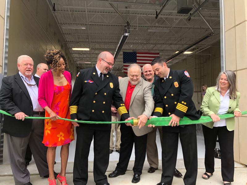 From left to right are City Council Members Charles Welch, Maryline Blackburn, Fire Chief Roy Acree, Mayor Max Bacon, City Council Member Ron Fennel, Deputy Fire Chief Brian Marcos & City Council Member Susan Wilkinson.