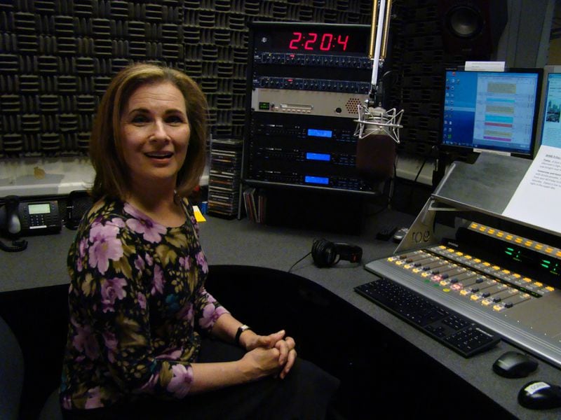 Lois Reitzes, entering her 35th year at WABE-FM, in the studio where she hosts Second Cup Concert every day from 9 a.m. to noon.