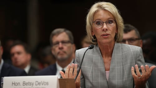 Education Secretary Betsy DeVos testifies before the Senate Appropriations Committee on Capitol Hill June 6, 2017 in Washington, DC. (Photo by Win McNamee/Getty Images)