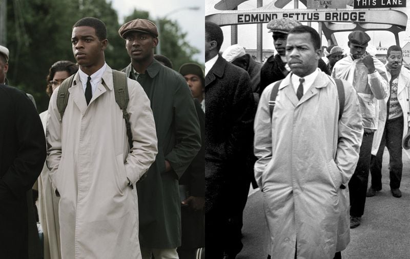 john Lewis was played by Stephan James in "Selma."(Left photo: Atsushi Nishijima/Paramount Pictures. Right photo: Birmingham News/Landov Photos)