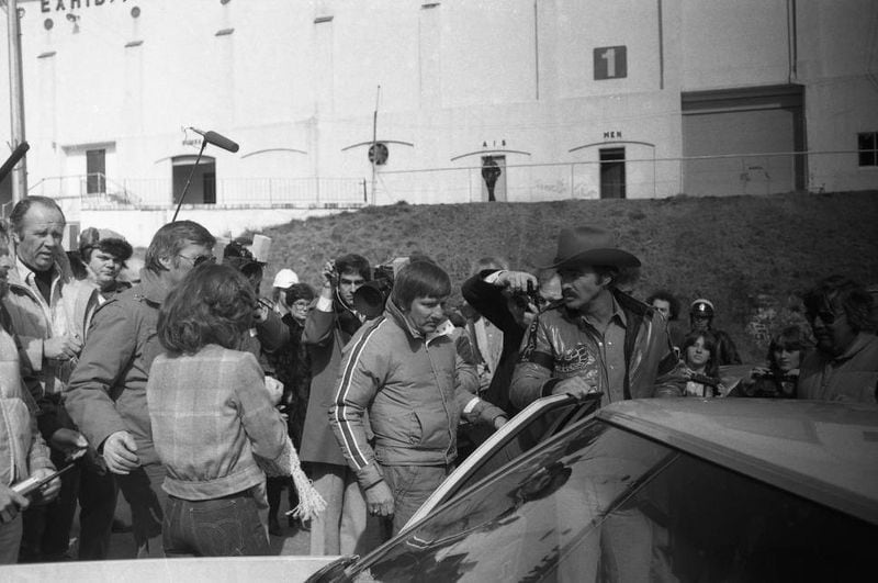Burt Reynolds on the "Smokey" set in 1980. Atlanta Journal-Constitution Photographic Archive. Photo: Jerome McClendon