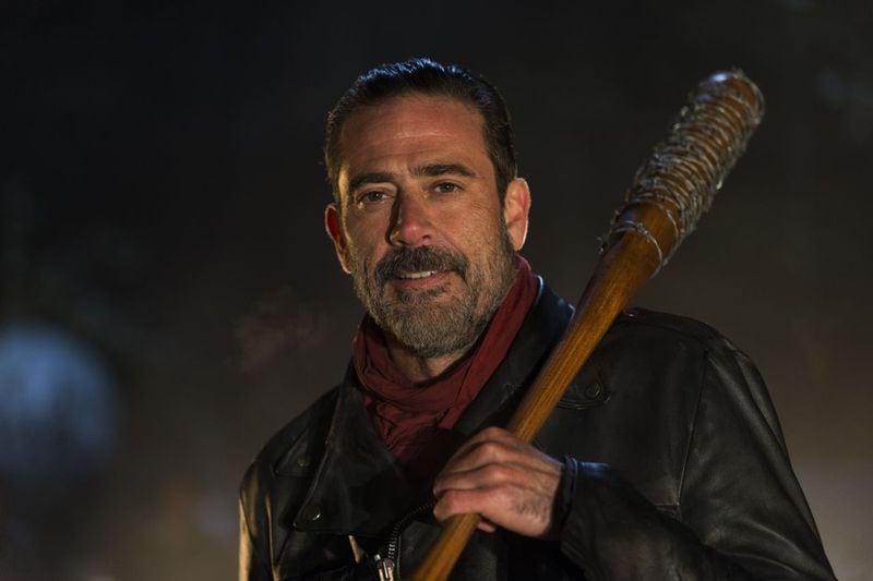 Jeffrey Dean Morgan as Negan made his introduction in the final minutes of the season 6 finale of 'The Walking Dead." CREDIT: AMC