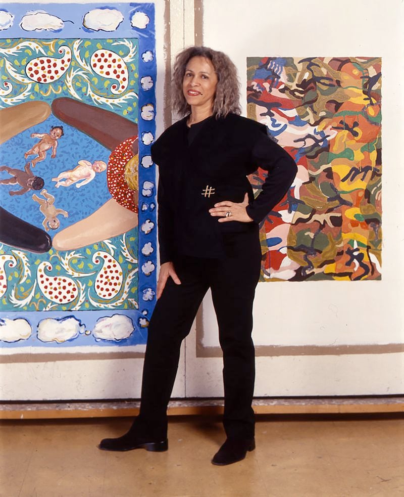 Atlanta born artist, the late Emma Amos, whose work is featured in the new Georgia Museum retrospective: "Emma Amos: Color Odyssey," opening on Jan. 30. Amos, who died in 2020 from complications of Alzheimer's disease at age 83, used her career to challenge ideas around race, sex, and class.