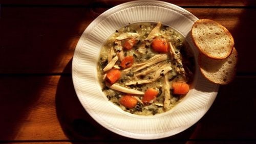Winter Chicken Vegetable Soup with Spaetzle. (Kent Phillips/Detroit Free Press/TNS)