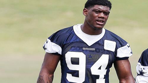 Dallas Cowboys defensive end Randy Gregory looks on during a rookie mini camp at the team's Valley Ranch headquarters in Irving, Texas, on Friday, May 8, 2015. (Brandon Wade/Fort Worth Star-Telegram/TNS)