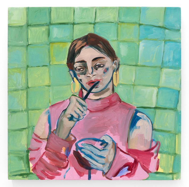 Brooklyn-based artist Jay Miriam is featured in a solo show "From the Mouths of Babes," at Wolfgang Gallery. Working with life models, Miriam has created a plangent, joyful often deliciously, mildly raunchy portrait of women's lives as in "Contemplating the Basin."
(Courtesy of Wolfgang Gallery)