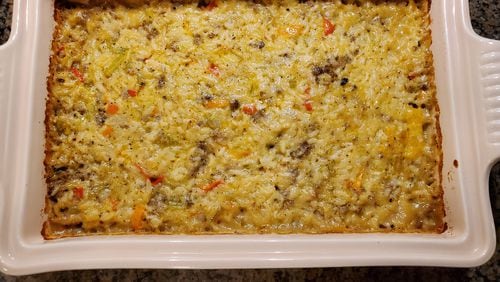 Since her mother’s passing, JoAnn’s Sausage and Rice Casserole has become a comfort-food staple for Pam Armstrong. Courtesy of Pam Armstrong