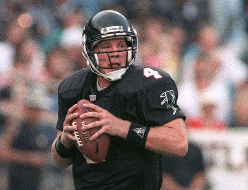 Frank Niemeir / AJC The Atlanta Falcons drafted quarterback Brett Favre 33rd overall in the 1991 draft. After a disappointing seasons in Atlanta, he was traded to the Green Bay Packers where he went on to have a Hall of Famer career and was voted league MVP three seasons in a row (1995-97).