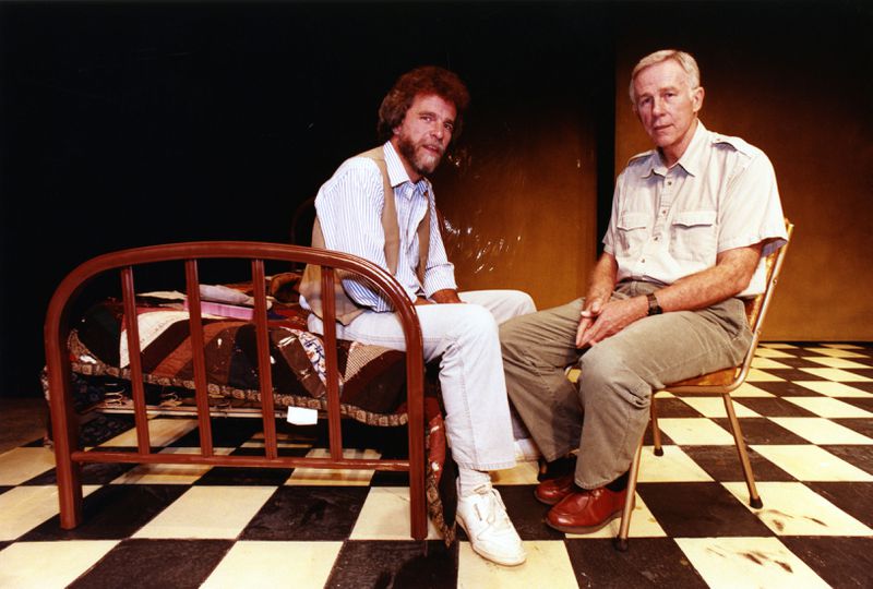 Robert Farley with playwright Frank Manley at Theater Emory in 1990. FILE