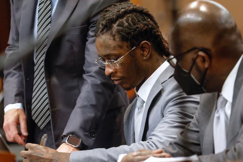 Rapper Young Thug (real name Jeffery Williams) appears in court for the first day of jury selection on Wednesday, January 4, 2023.  (Natrice Miller/natrice.miller@ajc.com)
