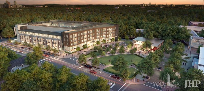 A rendering of Spoke, a transit-oriented development on MARTA land at the system’s Edgewood/Candler Park station. Source: Columbia Ventures