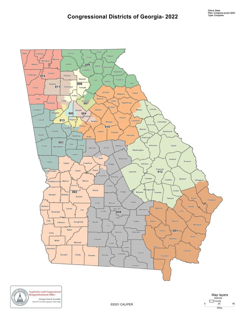 U.S. House district map for Georgia approved in 2021.