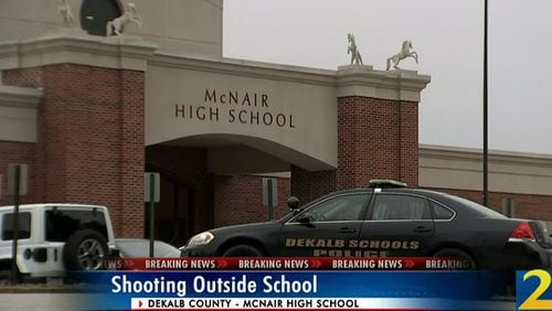 Shots were fired Friday afternoon near the main exit of McNair High School. (Credit: Channel 2 Action News)