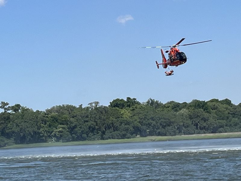 A Coast Guard helicopter responds to the scene of a boat crash that left five people dead over Memorial Day weekend in 2022. (Photo courtesy of Ryan Martin)