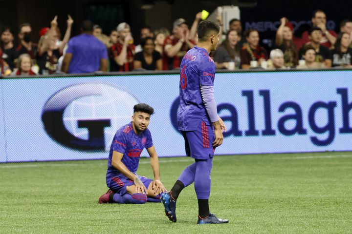 The 5-Stripes lost at Mercedes-Benz Stadium, ending the 13 matches with no loss; Columbus Crew beat Atlanta United 2-1 in an MLS soccer match on Saturday, May 28, 2022. Miguel Martinez / miguel.martinezjimenez@ajc.com