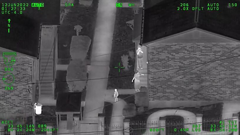 Atlanta police Phoenix Air Unit video shows a northwest Atlanta man point a laser attached to a handgun at the helicopter early June 12, according to police.