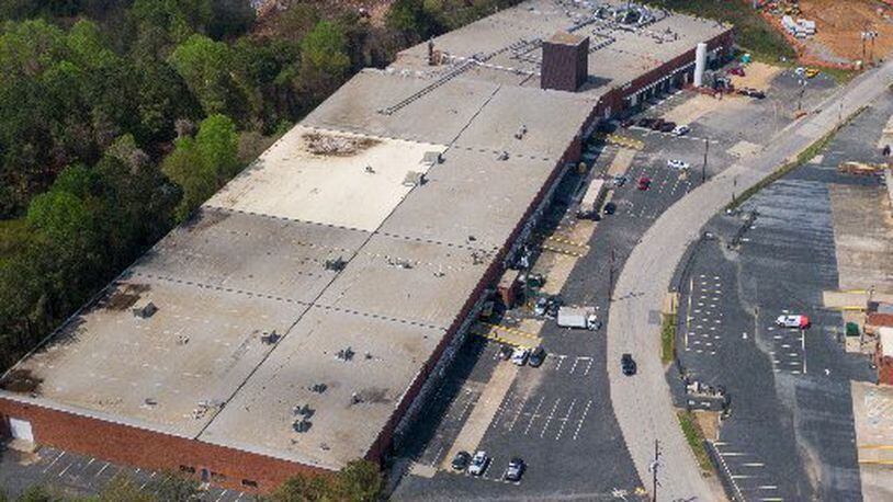 Aerial view shows The Sterigenics plant in Smyrna on Thursday. Cobb County Commission Chairman Mike Boyce signed an emergency authorization Wednesday, allowing Sterigenics to reopen on a limited basis. The plant had been closed since August pending the re-issuance of local and state permits. (Hyosub Shin / Hyosub.Shin@ajc.com)