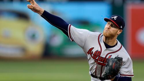 Braves pitcher Mike Foltynewicz works against the Oakland Athletics on Friday, June 30, 2017, in Oakland, Calif. (AP Photo/Ben Margot)