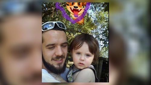 Kyle Rubio, pictured with his son, died three days after Gwinnett County police said Brannon Walker shot  him.