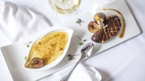 Foie Gras Brûlée with king oyster mushrooms and roasted figs. Photo Credit: Heidi Geldhauser