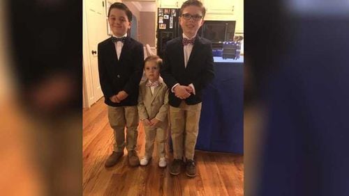 Owen, Ethan and Alex DeGonge pose in their Easter suits last year. Their mom, Heather DeGonge, said she doesn’t allow them to wear T-shirts and jeans to church like other kids. Both parents were raised in traditional Catholic households, and they are raising their sons with the same customs that they grew up with. CONTRIBUTED