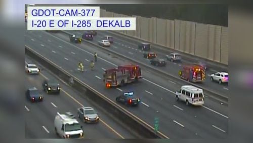 Three crashes caused heavy delays on I-20 East early Monday in DeKalb County.
