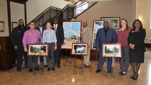Chick-fil-A has donated seven paintings of historic Stockbridge that have hung for years in its store on Ga. 138. The location was demolished earlier this year and a new model is under construction to take its place.