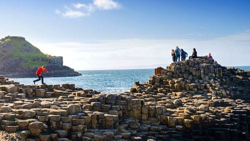 The striking Giant’s Causeway was created by volcanic activity some 50 million to 60 million years ago. The black basalt columns on the edge of the Antrim plateau have inspired the legends of rival Irish and Scottish giants. CONTRIBUTED BY WWW.IRELAND.COM