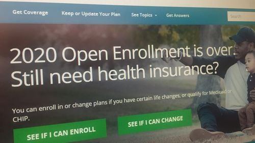 A screenshot of the federal healthcare.gov website for enrollment in health insurance under the Affordable Care Act, also known as Obamacare.