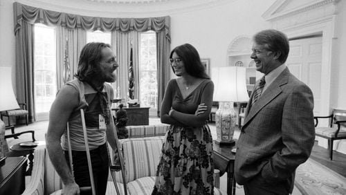 President Jimmy Carter welcomed longtime friend Willie Nelson (and guest) to the White House.