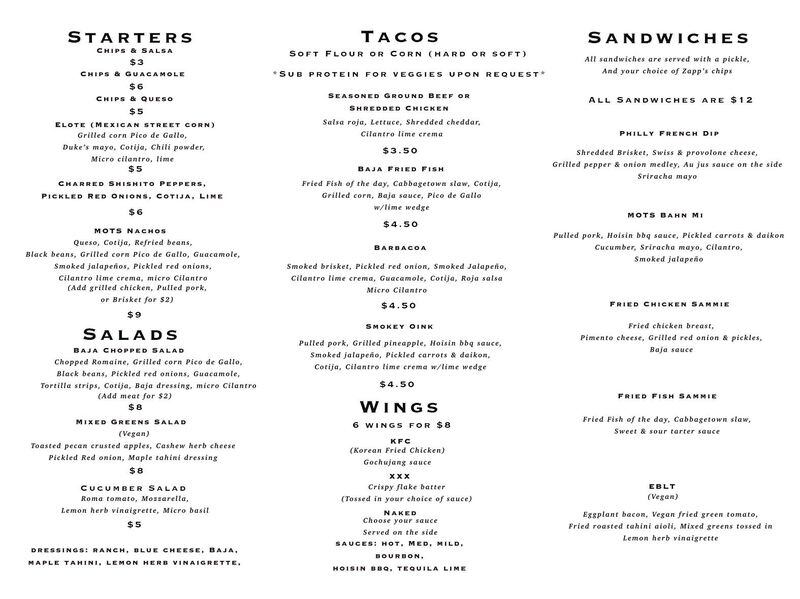 mouth of the south menu
