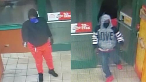 Authorities are looking for these men in connection with an armed robbery and shooting in Franklin County.