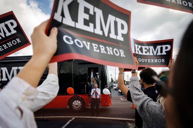 FILE — Gov. Brian Kemp of Georgia is welcomed to a re-election campaign event in Marietta, Ga., on Nov. 3, 2022. Kemp — once derided by some of his fellow Republicans — has emerged in the aftermath of Tuesday’s Senate runoff as a savvy political operator. (Audra Melton/The New York Times)