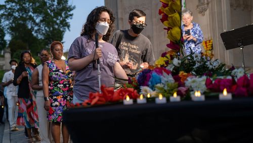 FILE: People attended a ceremony commemorating the victims of COVID-19 at Greenwood Cemetery on May 11, 2023 in New York City. (SPENCER PLATT/GETTY IMAGES)
