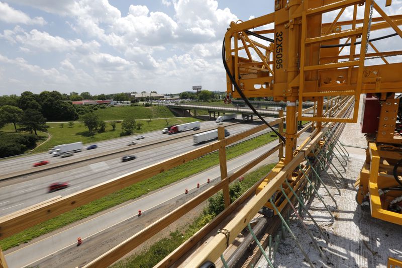 June 18, 2015 - View from the express lane bridge over the Canton Road Connector. I-75 is to the left. Construction work is ongoing for the Northwest Corridor express toll lane project. BOB ANDRES / BANDRES@AJC.COM