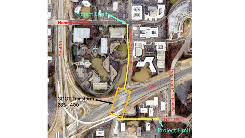 This Sandy Springs project will improve bicycle and pedestrian facilities between the Dunwoody and Medical Center MARTA stations. The project is also expected to help relieve congestion at the Peachtree Dunwoody Road at Lake Hearn Drive intersection. COURTESY CITY OF SANDY SPRINGS