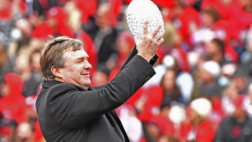 Georgia coach Kirby Smart wants his program to remain competitive off the field, too. There is a perception and an internal belief that UGA is lagging behind when it comes to the newest competitive arena in college sports: name, image and likeness. (Hyosub Shin / Hyosub.Shin@ajc.com)