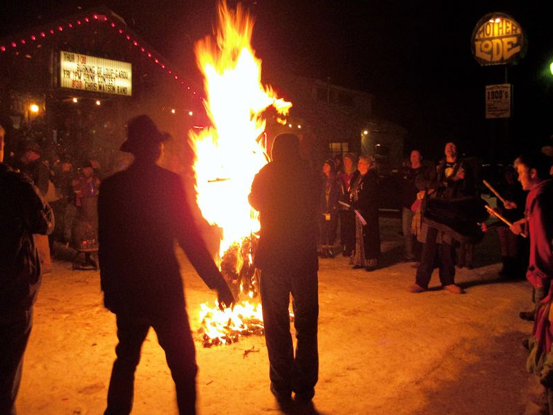 The burning of the Loup-Garou is one of many highlights of the Mardi Gras in the Mountains festivities in Red River, N.M. People write down their worries and pin them on an effigy of the spirit that is immediately burned to take the troubles away. CONTRIBUTED BY BLAKE GUTHRIE