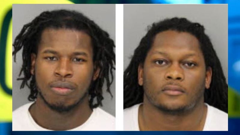 Kievian McGhee (left) and Michael Rogers are accused in an attack over an iPhone X at a grocery store in Kennesaw. (Credit: Channel 2 Action News)