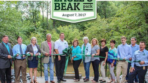 Forsyth County officials gathered for a ribbon-cutting to inaugurate Eagle’s Beak Park in Northwest Forsyth