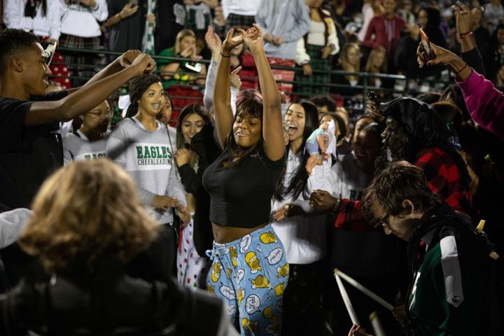 Collins Hill students dance during half time at a GHSA high school football game between the Collins Hill Eagles and the Grayson Rams at Collins Hill High in Suwanee, GA., on Friday, December 3, 2021. (Photo/ Jenn Finch)