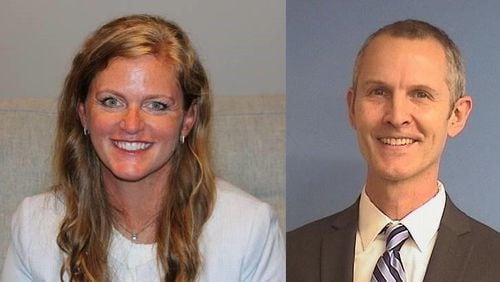 Heather Rucker, left, principal of Northwood Elementary School, and Martin Neuhaus, principal of Northview High School, are among eight new leaders starting this school year in Fulton County Schools. Courtesy photos