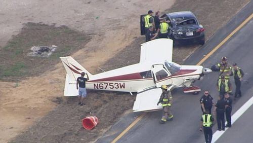 An airplane made an emergency landing on a ramp leading to I-4 in Central Florida on Thursday evening.
