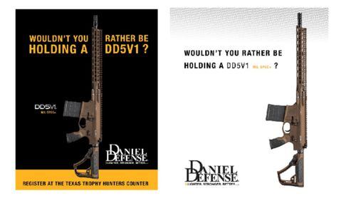 Georgia gunmaker Daniel Defense is known for its guerilla marketing. This ad, made to run in a mans bathroom, was noted by a Congressional committee