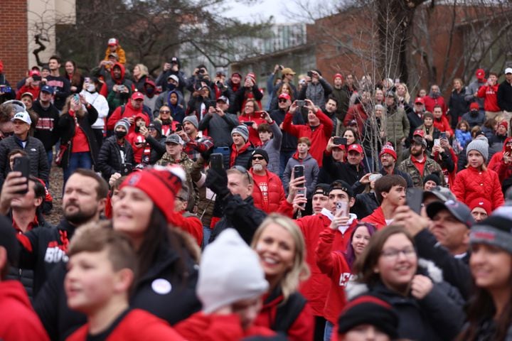 Georgia Bulldogs  fans celebrate the team's National Champions during the victory parade at the UGA campus on Saturday, January 15, 2022 Miguel Martinez for The Atlanta Journal-Constitution