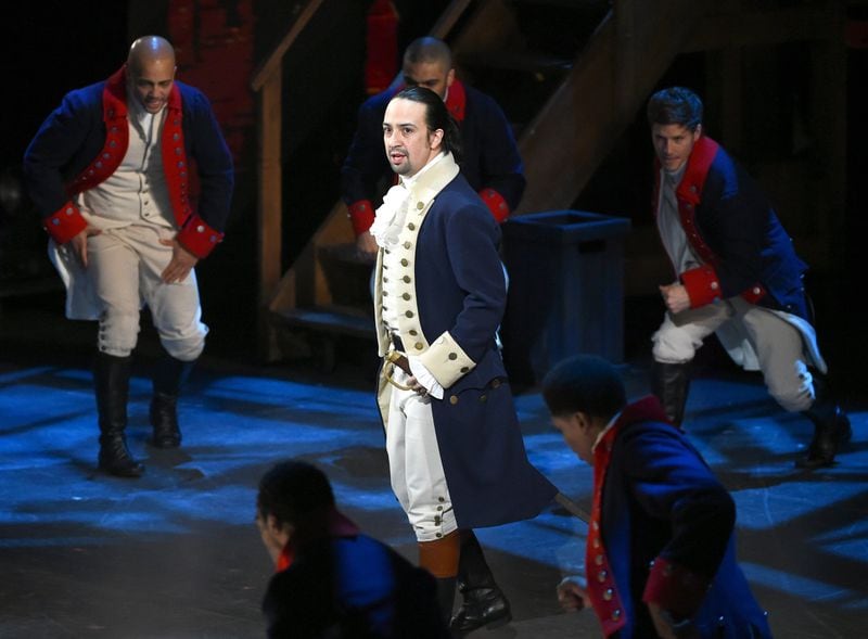 Lin-Manuel Miranda and the cast of “Hamilton” perform at the Tony Awards in New York in 2016. Beginning July 3, you’ll be able to see the original Broadway cast of “Hamilton” perform the musical smash from the comfort of home on Disney+. (Photo by Evan Agostini/Invision/AP, File)