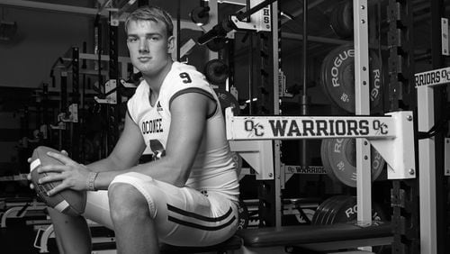 Oconee County High School tight end Jake Johnson comes from a family of football players. His father Brad Johnson helped the Tampa Bay Buccaneers win Super Bowl XXXVII in 2003 and Jake’s brother Max Johnson is a quarterback for LSU. However, Jake is absolutely making a name for himself in the game. Jake, who is selected in the 2021 class of The Atlanta Journal-Constitution’s Super 11, is the No. 7 senior prospect at any position and the No. 1 TE prospect nationally, according to 247Sports. (Tyson Alan Horne / Tyson.Horne@ajc.com)
