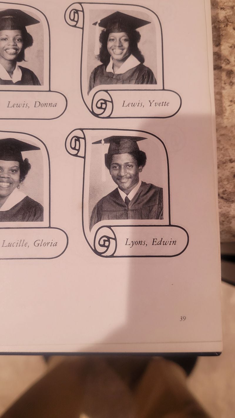 Edwin 'Mojo' Lyons pictured in the 1982 Booker T. Washington High School yearbook.