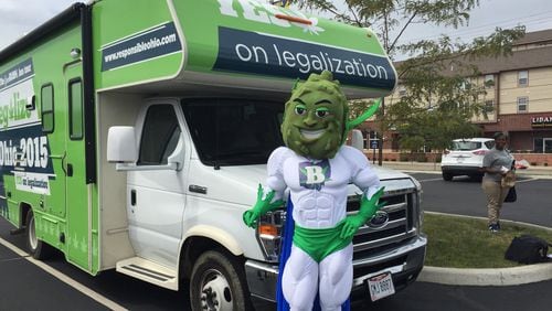 The campaign to legalize marijuana in Ohio is using a super hero mascot, Buddie, to help convince millennial voters on college campuses to turn out for Issue 3.