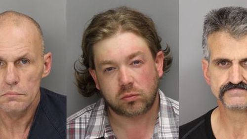 Left to right: John Franklyn, Thomas Summers and Gordon Hobday face felony drug charges.